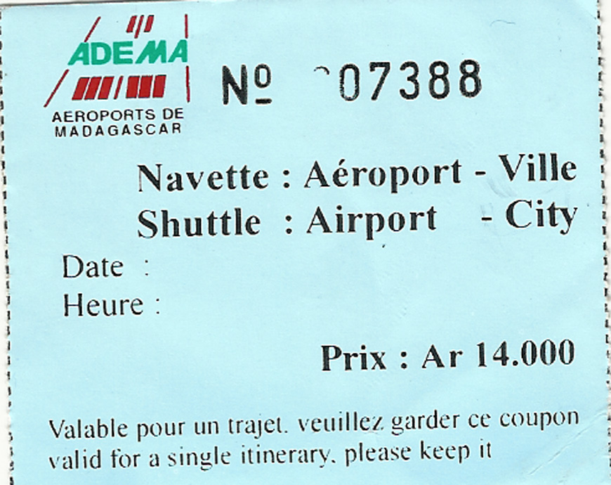 Ticket navette aéroport